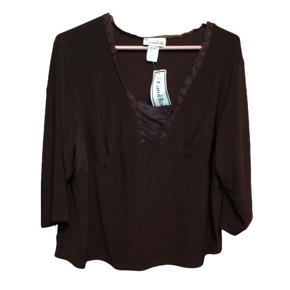2X Carol Rose Dark Brown Blouse - Picture 2 of 8